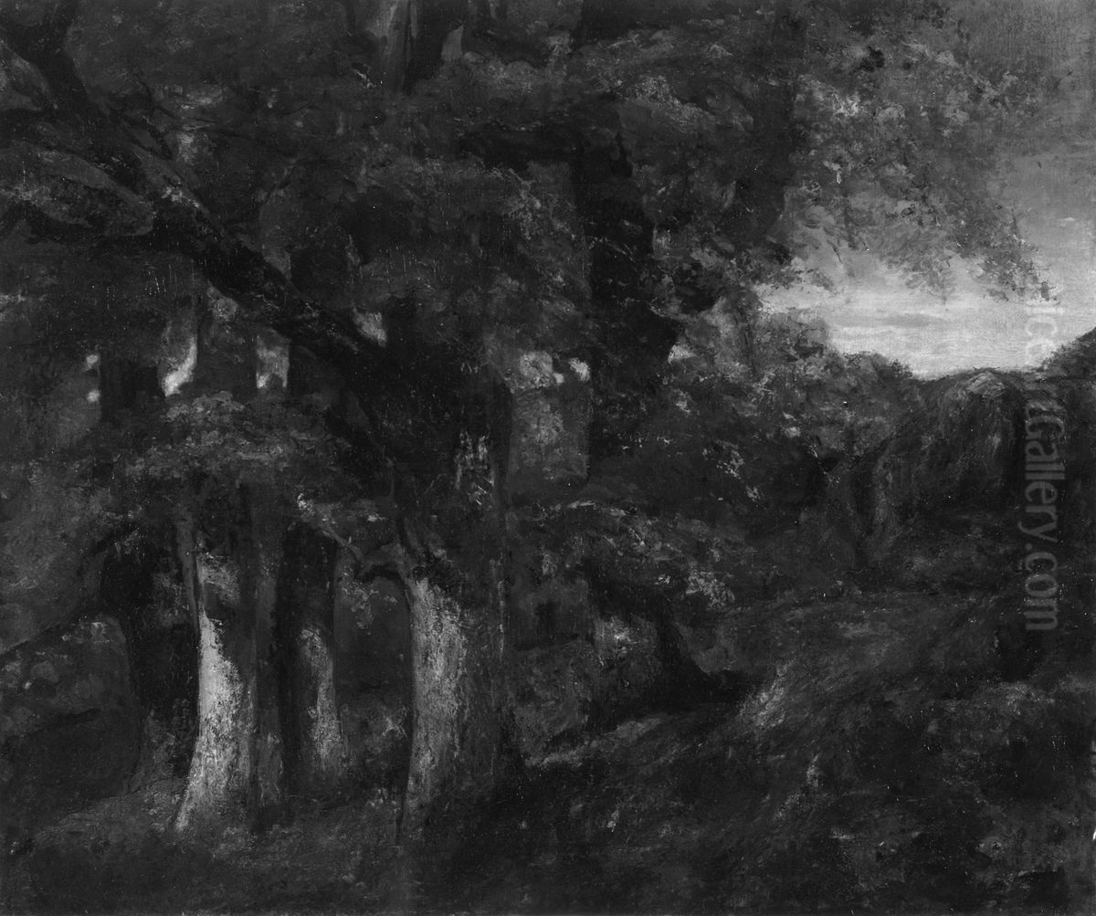 Wooded Landscape Oil Painting by Gustave Courbet