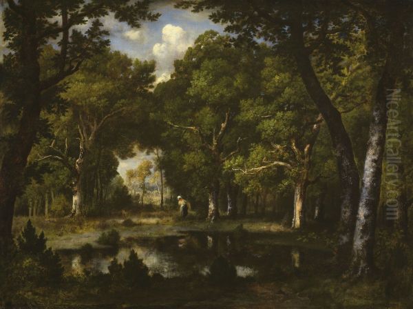 Pond in the Woods Oil Painting by Narcisse Virgilio Diaz