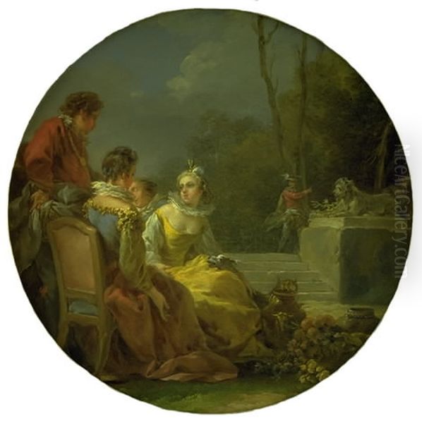 Figures in a Park Oil Painting by Noel Halle