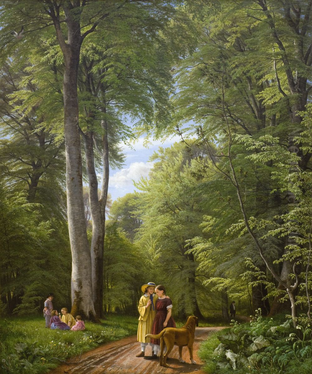 A Beech Wood in May near Iselingen Manor, Zealand Oil Painting by P. C. Skovgaard