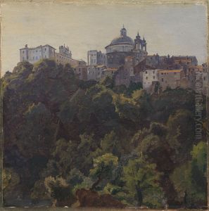 View towards Ariccia and the Palazzo Chigi and S. Maria dell'Assunzione, Italy
