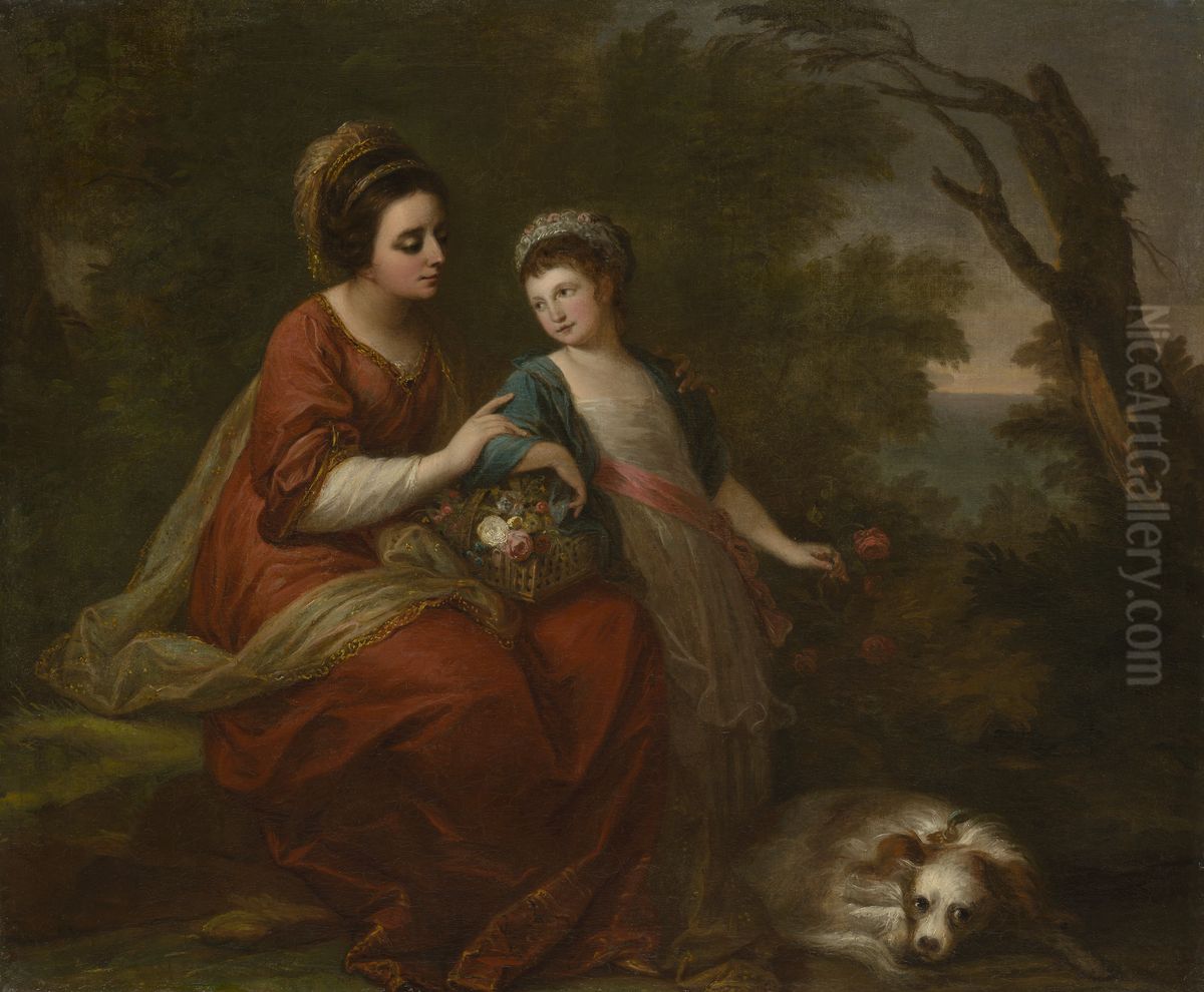 Mrs. Hugh Morgan and Her Daughter Oil Painting by Angelica Kauffmann