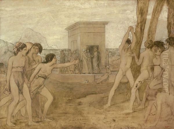 Young Spartan Girls Challenging Boys Oil Painting by Edgar Degas