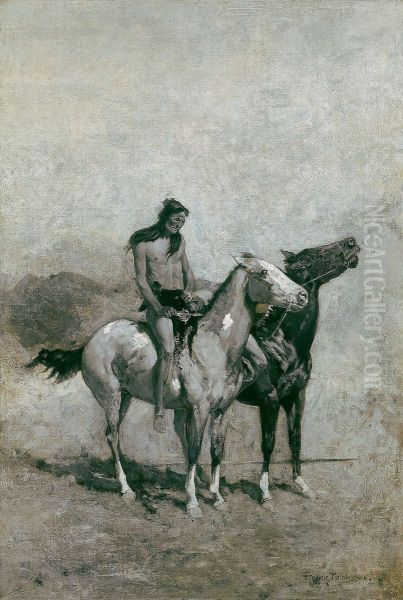 The Fire-Eater Slung His Victim Across His Pony Oil Painting by Frederic Remington
