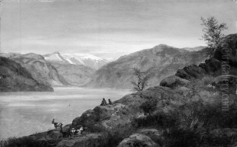 Landscape Study. Kroken at Sogn, Norway Oil Painting by Johan Wilhelm Ludwig Dahl