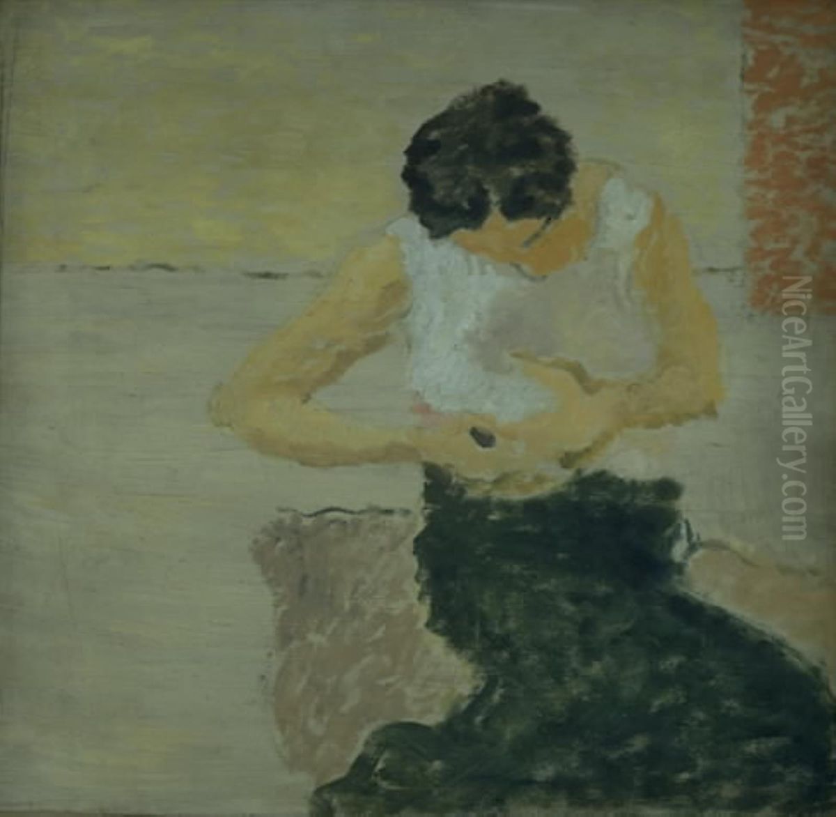 Dame ved sit toilette Oil Painting by Harald Giersing