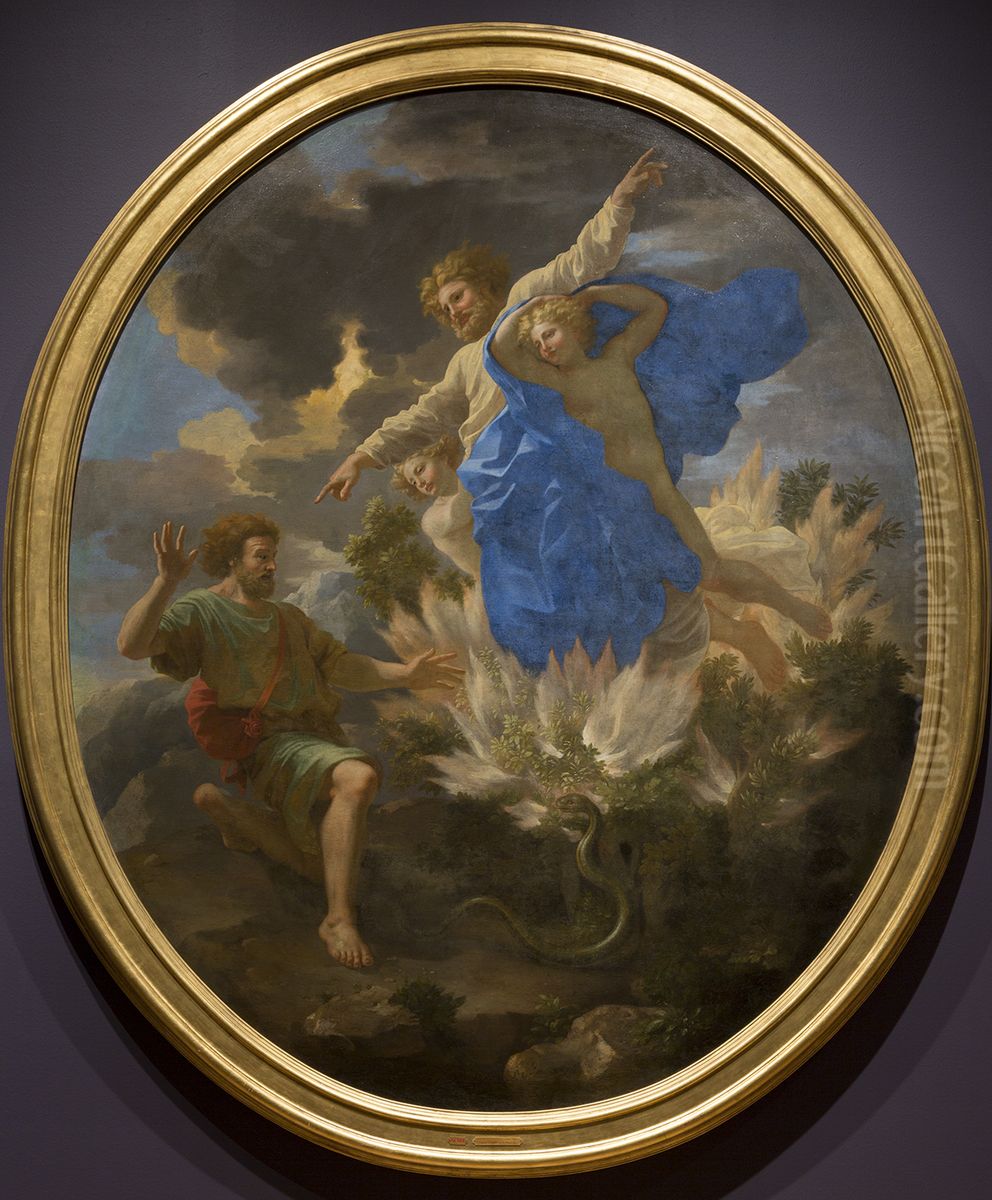 Moise devant le buisson ardent Oil Painting by Nicolas Poussin