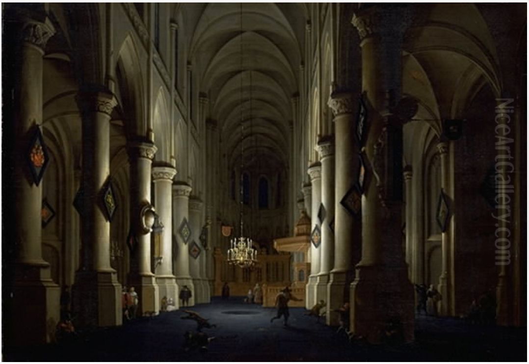 Det indre af en kirke Oil Painting by Daniel de Blieck