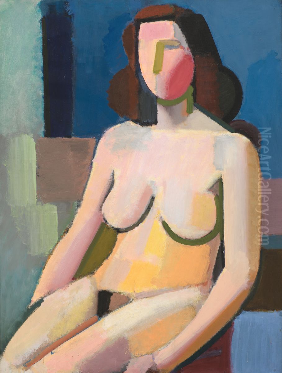 Seated Female Nude Oil Painting by Vilhelm Lundstrom