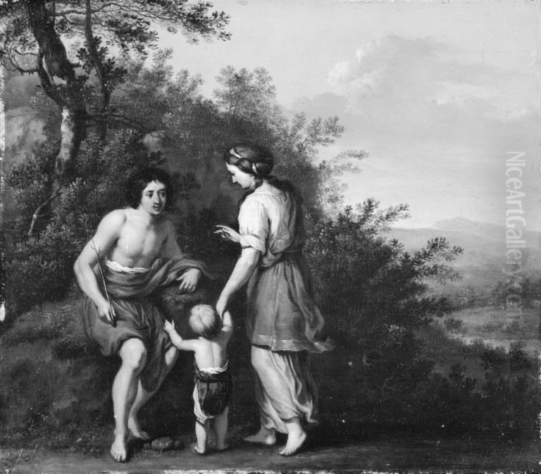 Landscape with Shepherd and Shepherdess Oil Painting by Gerard Hoet