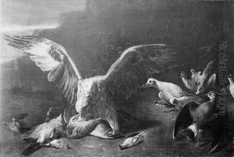 An Eagle among Small Birds Oil Painting by Adriaen van Utrecht