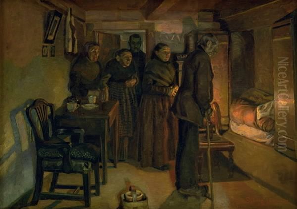 Dodsfaldet Oil Painting by Fritz Syberg