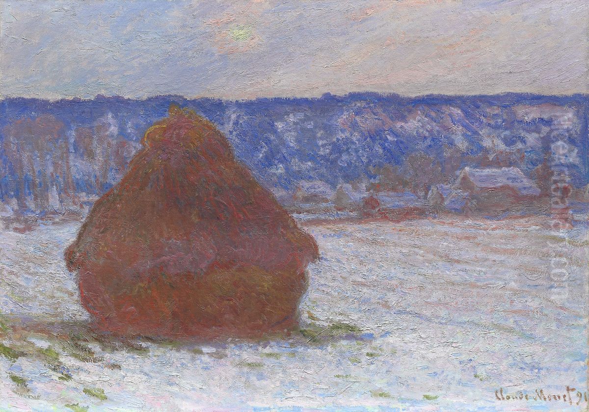 Stack of Wheat (Snow Effect, Overcast Day) Oil Painting by Claude Oscar Monet Stack of Wheat (Snow Effect, Overcast Day) Oil Painting by Claude Oscar Monet