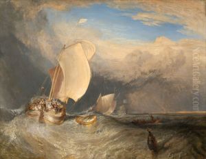 Fishing Boats with Hucksters Bargaining for Fish