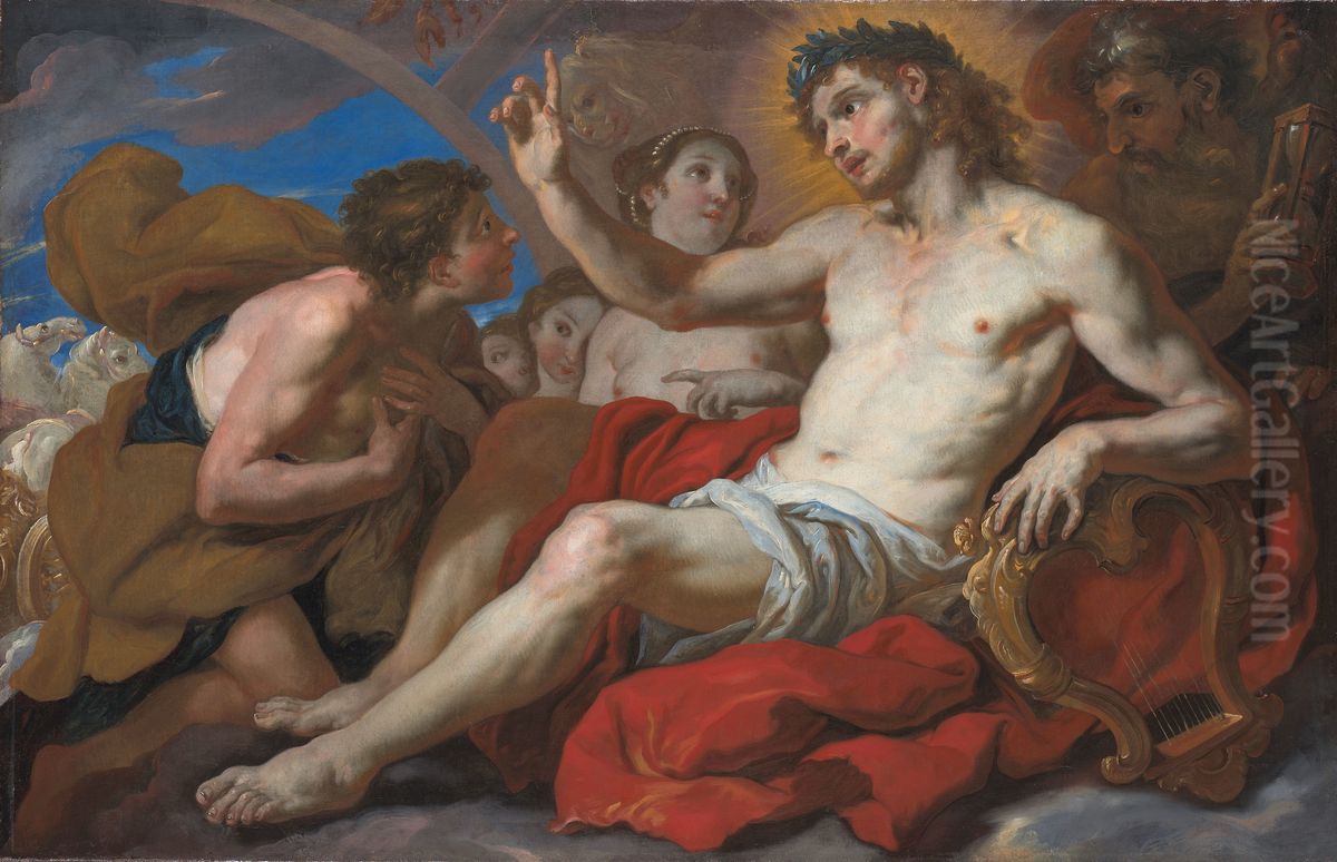 Apollo Granting Phaeton Permission to Drive the Chariot of the Sun Oil Painting by Johann Michael Rottmayr