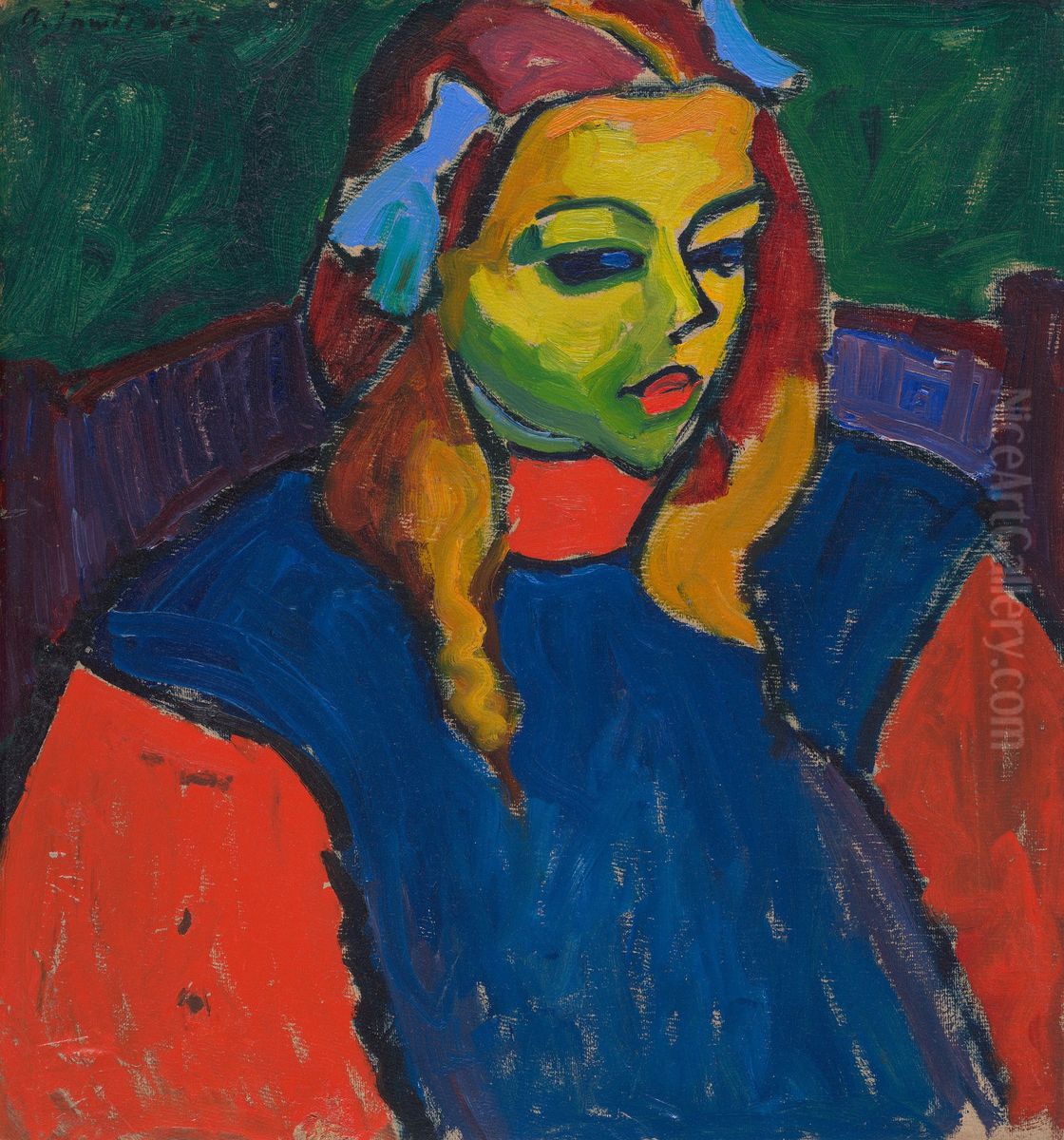 Girl with the Green Face Oil Painting by Alexei Jawlensky