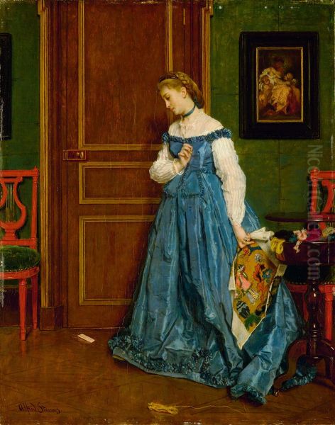 Hesitation (Madame Monteaux?) Oil Painting by Alfred Stevens