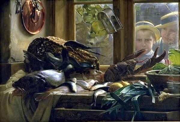 Et kokkenbord Oil Painting by Carl Heinrich Bloch