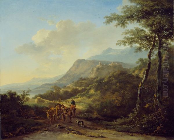 Italian Landscape with Travelers Oil Painting by Jan Both