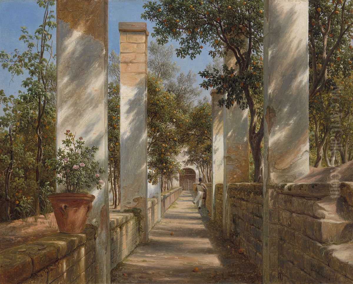 Pergola with Oranges Oil Painting by Thomas Fearnley