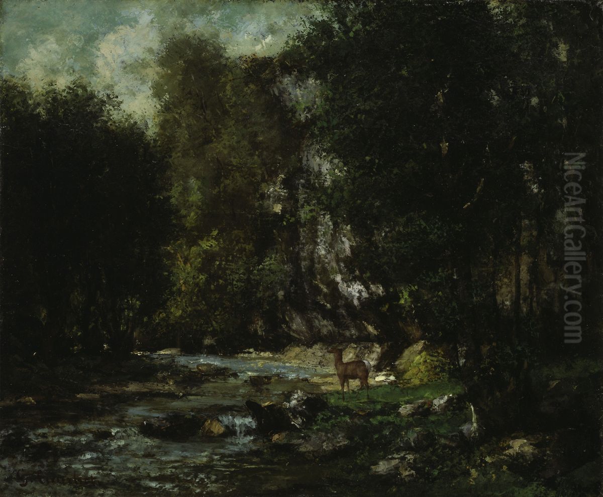 The Brook of Les Puits-Noir Oil Painting by Gustave Courbet