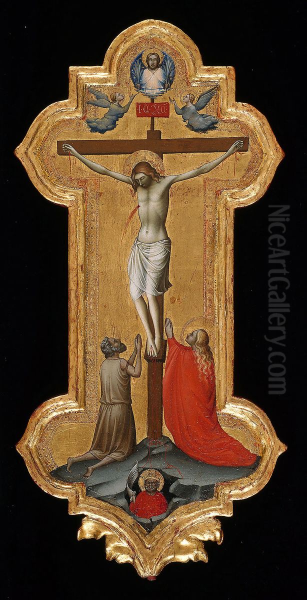 Processional Cross with Saint Mary Magdalene and a Blessed Hermit Oil Painting by Lorenzo Monaco