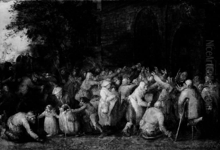 Distributing Bread to the Poor Oil Painting by David Vinckboons I Distributing Bread to the Poor Oil Painting by David Vinckboons I