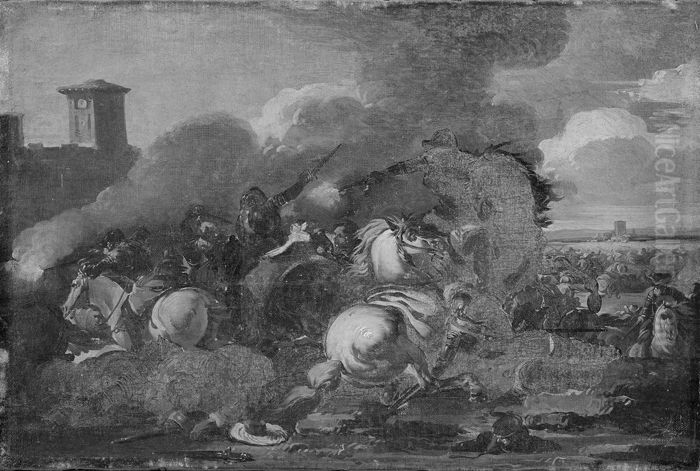 Battle Scene Oil Painting by Jacques Courtois