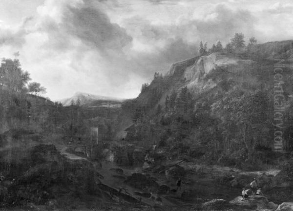Mountain Scenery with a River Oil Painting by Roelant Roghman
