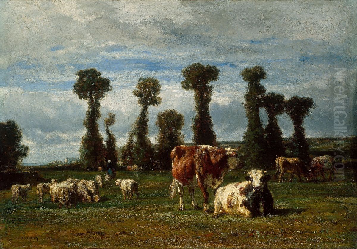 Pasture in Normandy Oil Painting by Constant Troyon
