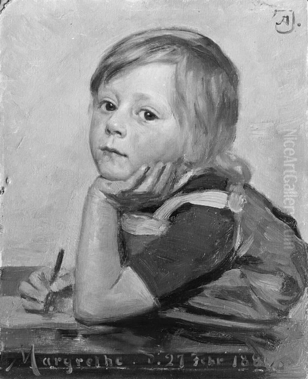 Kunstnerens datter Margrethe Oil Painting by August Jerndorff