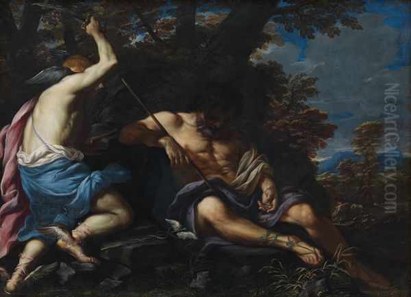 Mercury Killing Argus Oil Painting by Girolamo Troppa