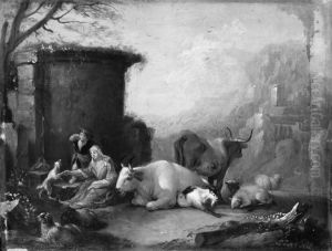 Landscape with Cattle, the Shepherdess Playing with a Dog
