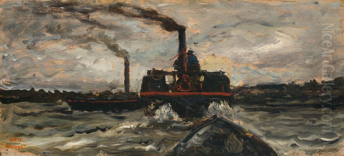 River Boat Oil Painting by Charles-Francois Daubigny