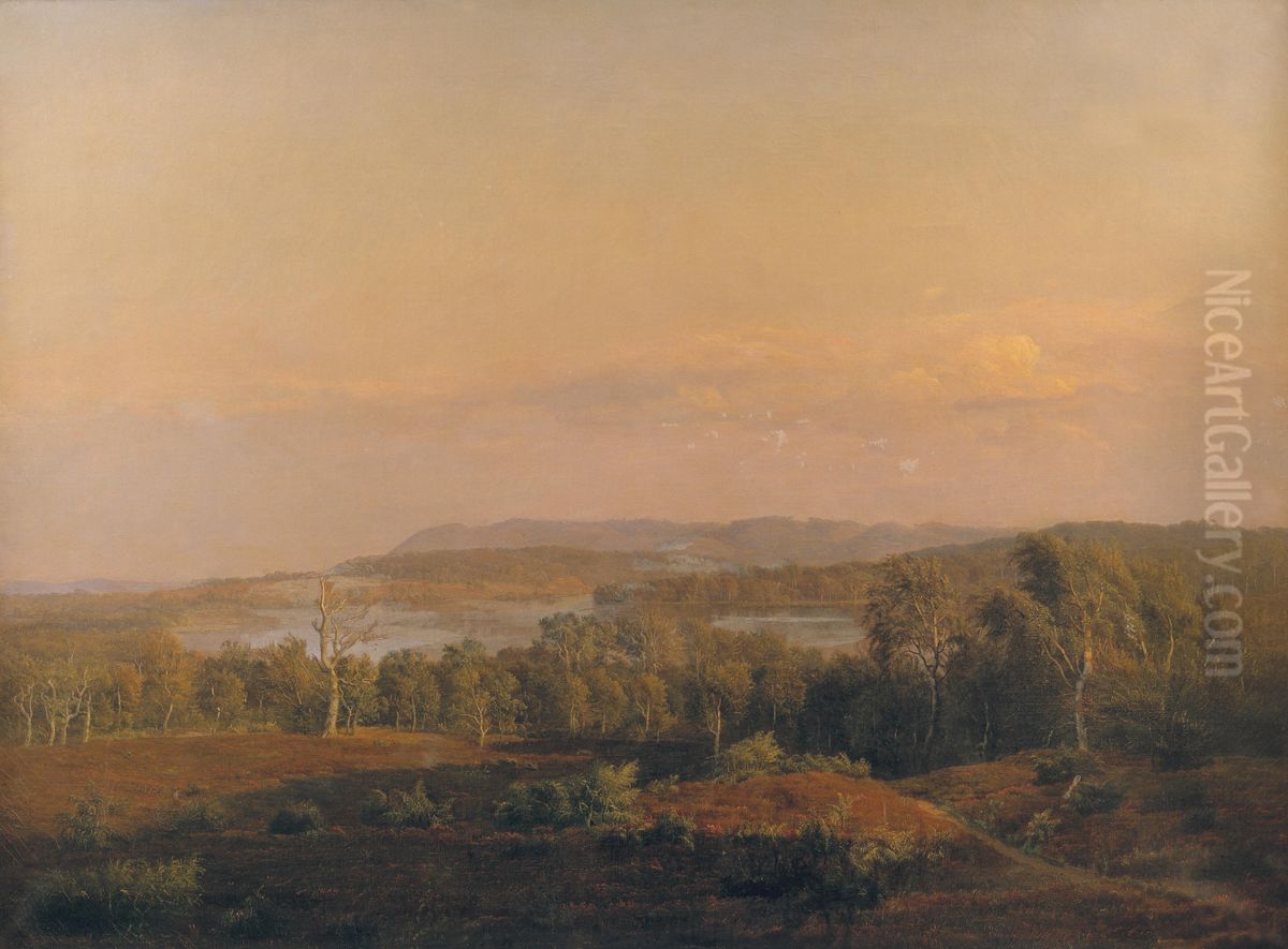 A View towards Himmelbjerget, Jutland. Evening Oil Painting by Dankvart Dreyer