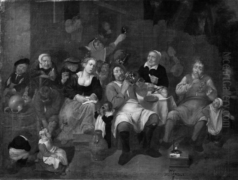 Peasants Merry-Making Oil Painting by Mattheus van Helmont