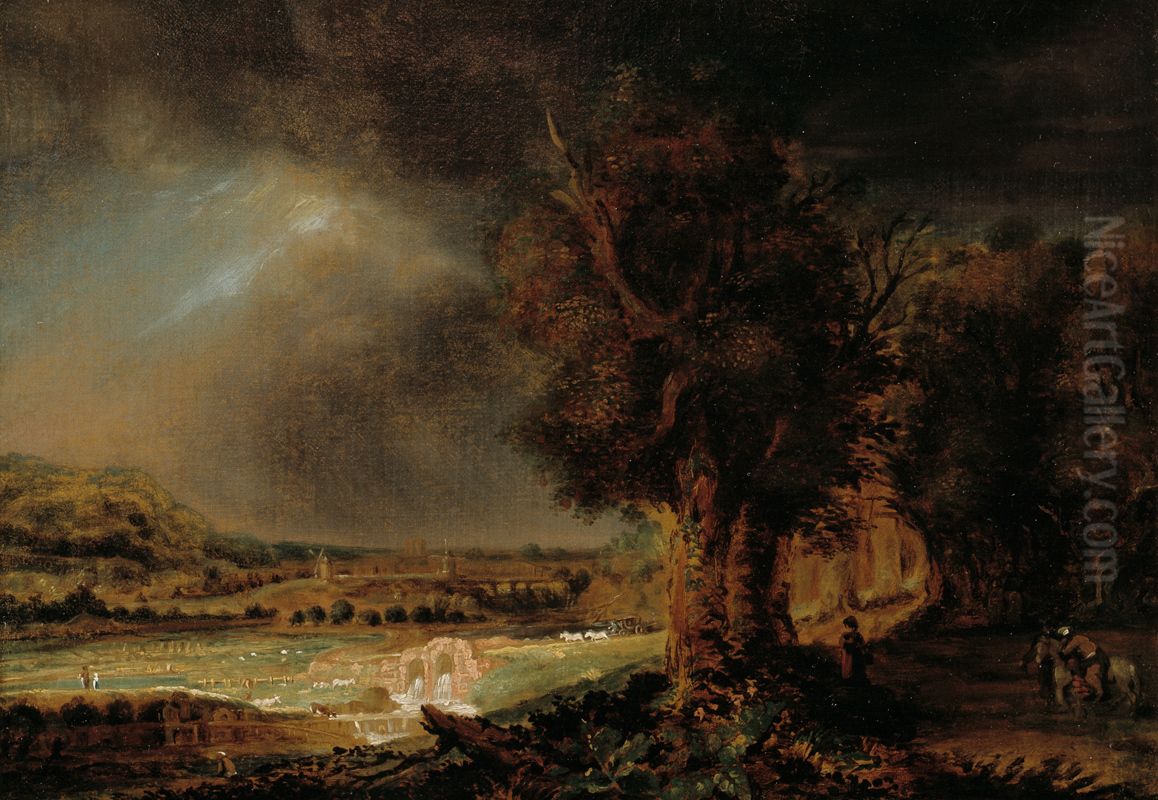 Landscape with the Good Samaritan Oil Painting by Rembrandt