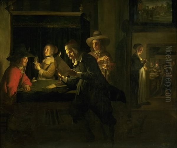 Evening Interior Oil Painting by Wolfgang Heimbach