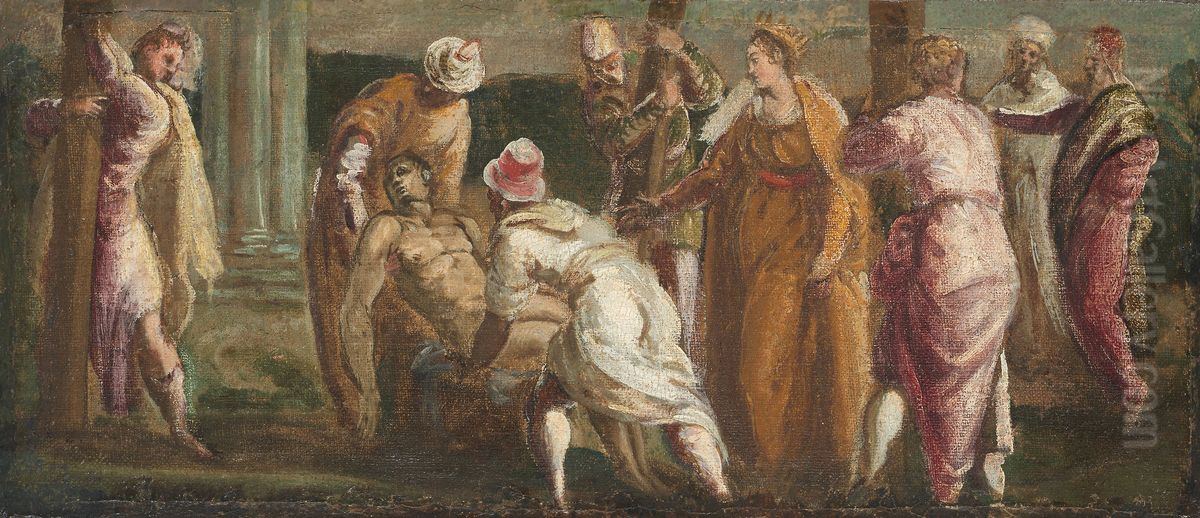 Saint Helen Testing the True Cross Oil Painting by Jacopo Tintoretto