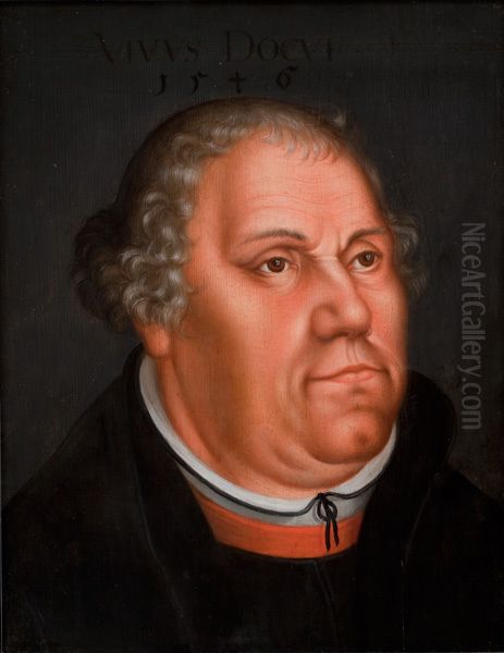 Portrait of Martin Luther (1483-1546) Oil Painting by Lucas The Younger Cranach