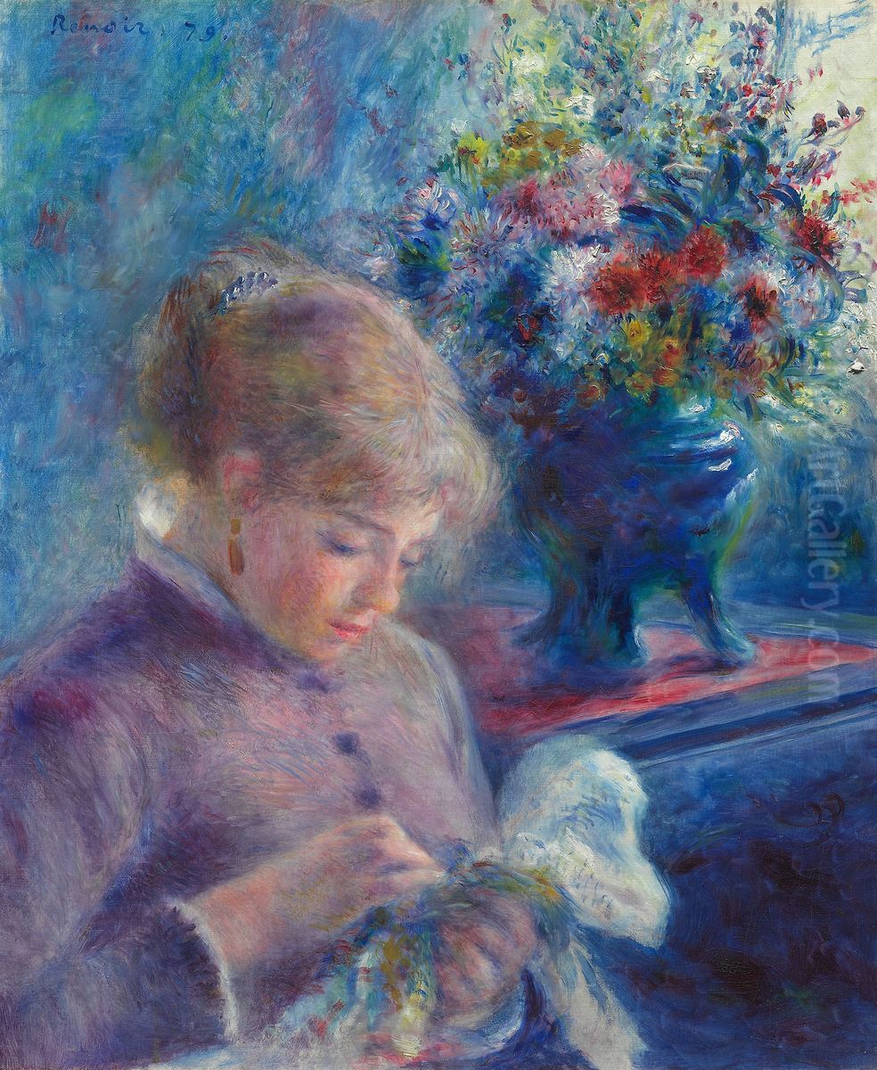 Jeune Femme cousant Oil Painting by Pierre Auguste Renoir