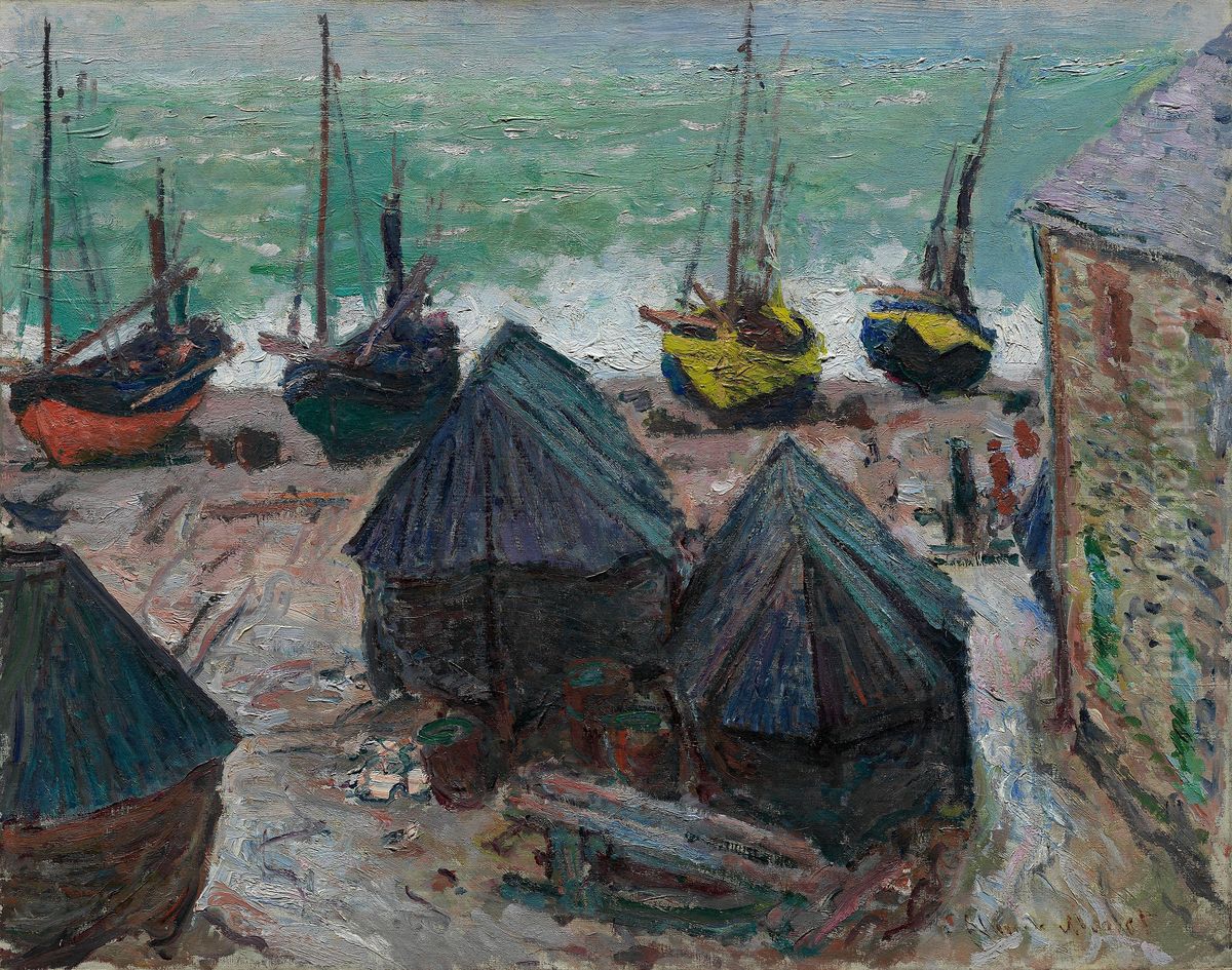 Boats on the Beach at Etretat Oil Painting by Claude Oscar Monet Boats on the Beach at Etretat Oil Painting by Claude Oscar Monet