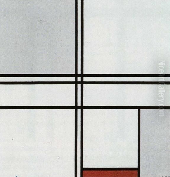Composition (No. 1) Gray-Red Oil Painting by Piet Mondrian