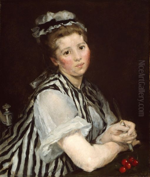 Girl with Cherries Oil Painting by Eva Gonzales