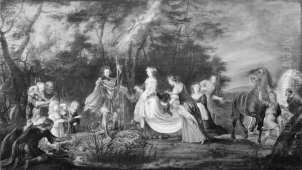 Skt. Jorgen befrier prinsessen fra dragen. Allegori Oil Painting by Frans Wouters
