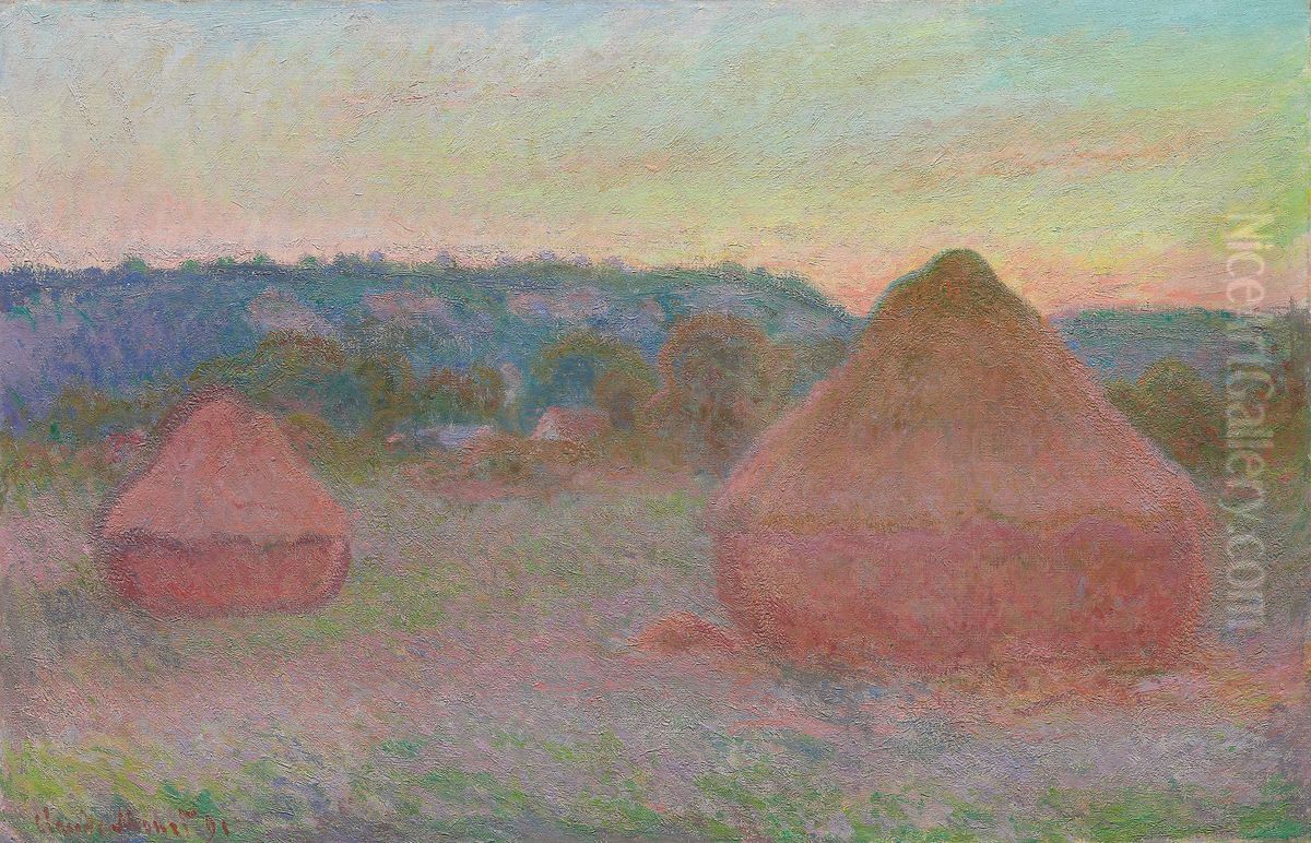 Stacks of Wheat (End of Day, Autumn) Oil Painting by Claude Oscar Monet