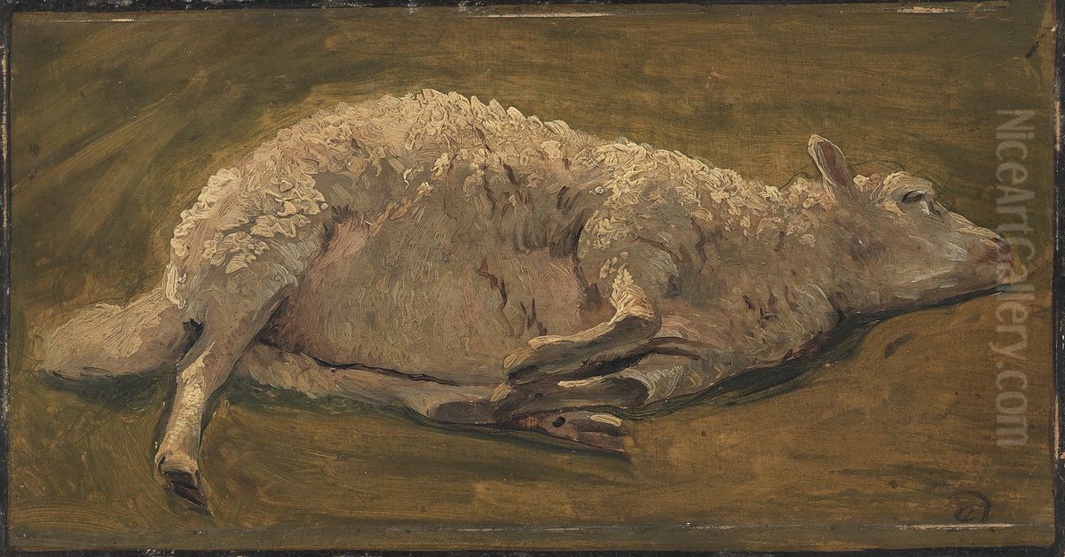 Studie af et liggende far Oil Painting by Carlo Dalgas