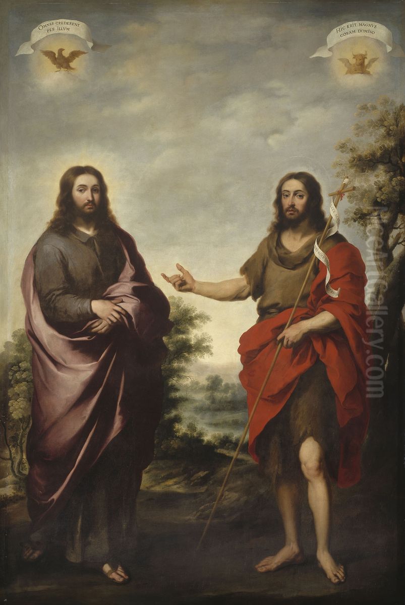 Saint John the Baptist Pointing to Christ Oil Painting by Bartolome Esteban Murillo