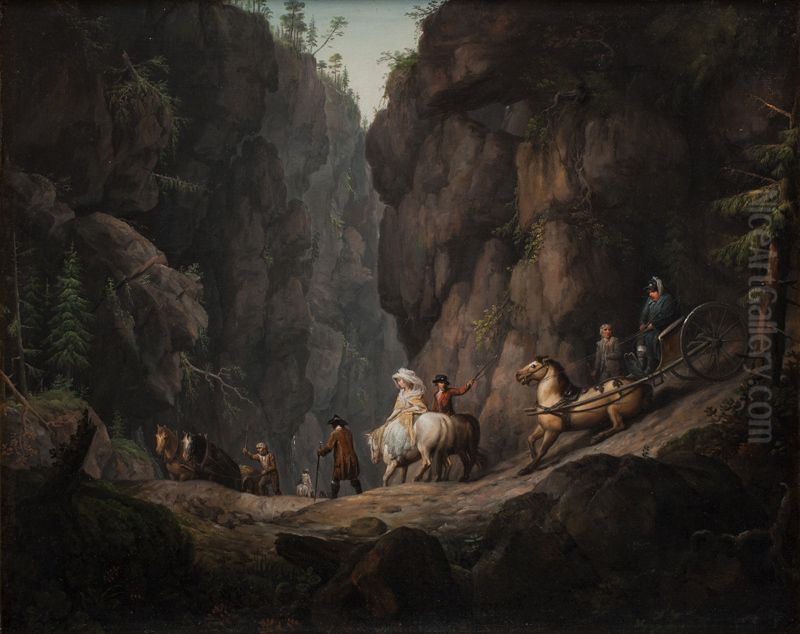 The Passage through Krokkleven near Ringerike in Norway Oil Painting by Eric Paulsen