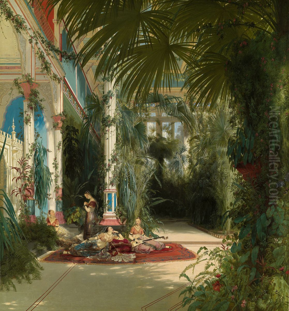 The Interior of the Palm House on the Pfaueninsel Near Potsdam Oil Painting by Carl Blechen